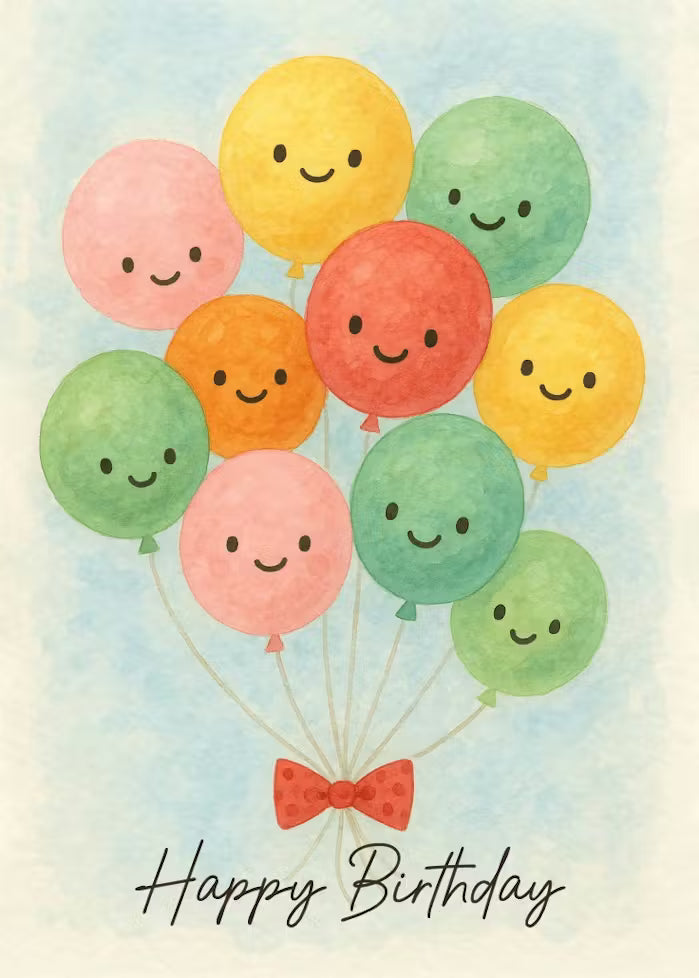 Birthday Card Happy Balloons Digital