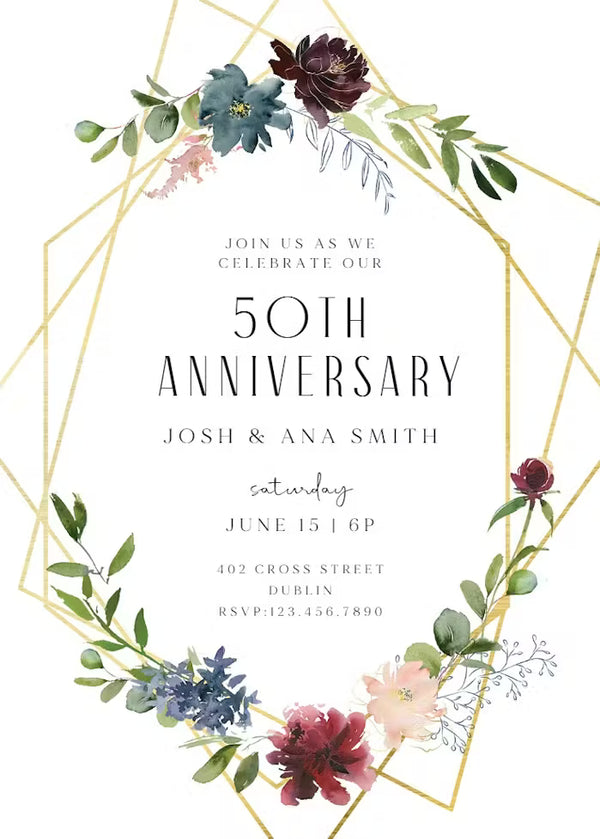 Geometric & Flowers Anniversary invitation